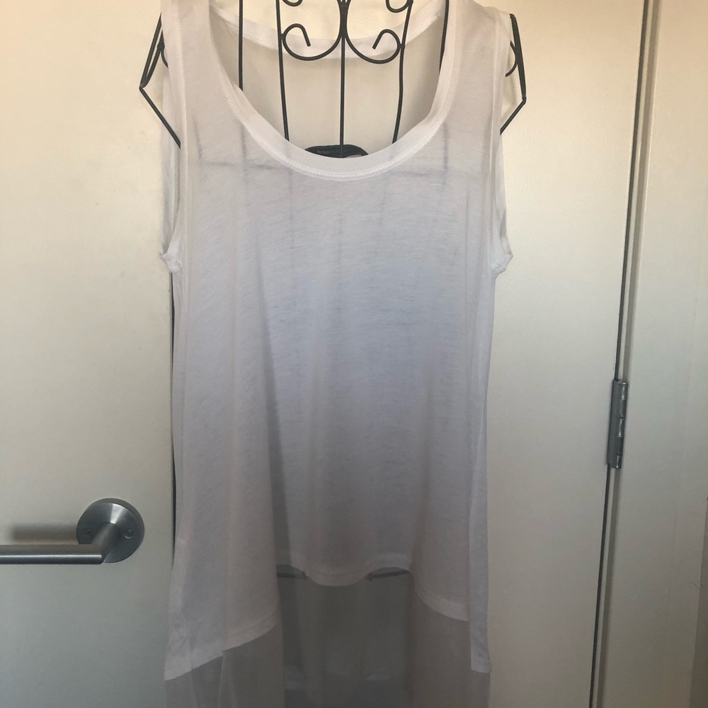 BCBGMazAzria White Mesh Panel Top - size small